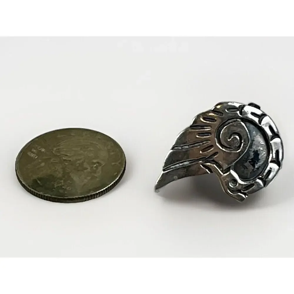 VTG Gutierrez Taxco RAM Skull Modernist Sterling Silver Earring/Brooch Mexico